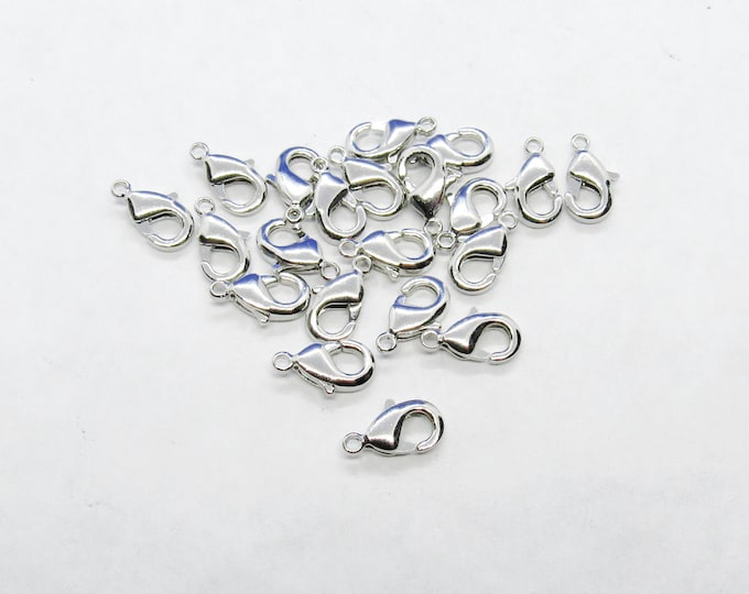 10 (304) Stainless Steel Silver Tone Alloy Lobster Claw Clasps 12x7mm (A216s/382d)