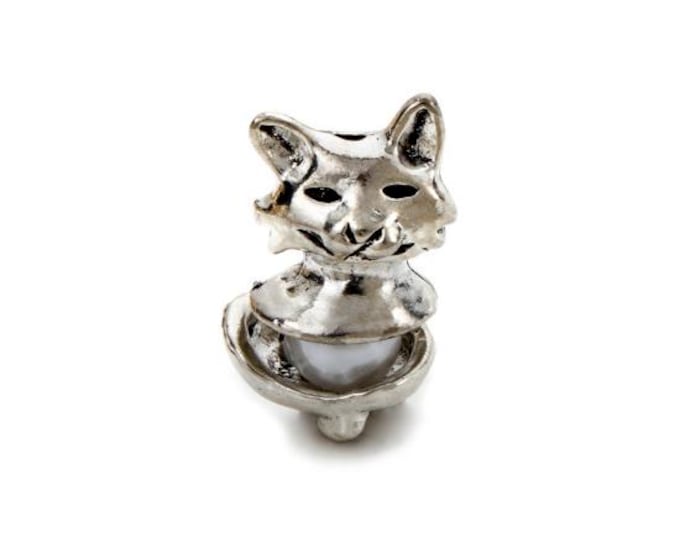 5 Sets Antique Silver Alloy 2 Pc Cat Bead Caps  (A498b)