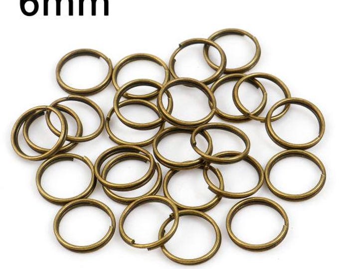 200 Antique Bronze Split Jump Rings 6mm x .6mm (23g)  (A82h)