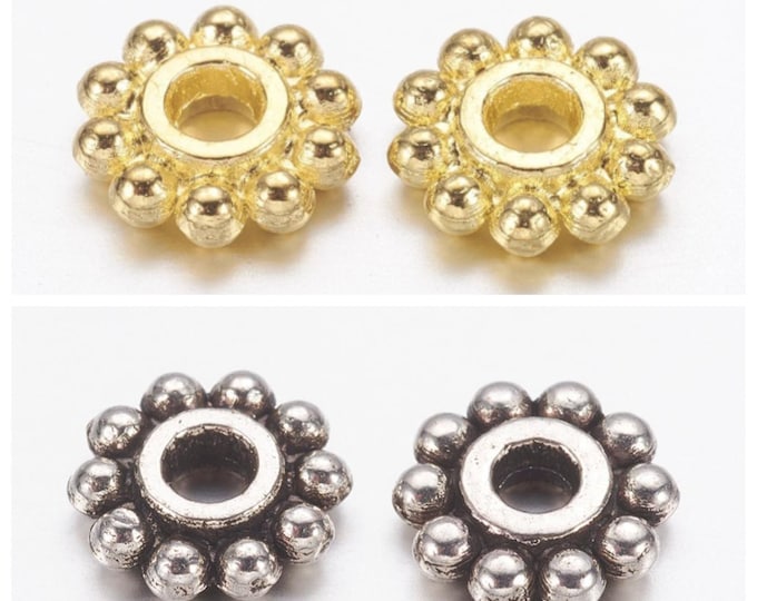 Choice of Color 6.5mm Alloy Daisy Spacer Beads  (A232m/382j/k/398h/i)