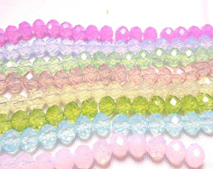 Choice of Color/Size 6 or 8mm Imitation Transparent Opalite Rondelle Glass Beads