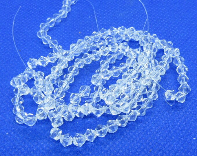 2 Strands 4mm Bicone Glass Beads - Clear (A50n)