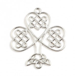 2 Lg Antique Silver Tone Celtic Knot Connector Links 46x41mm (A274q)