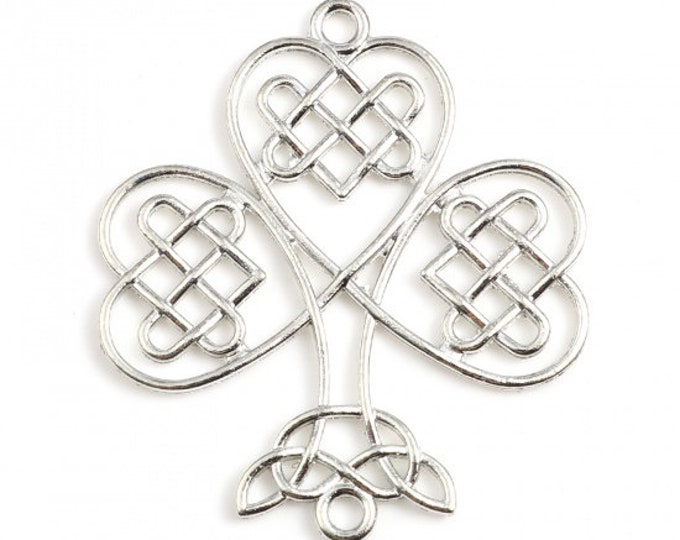 2 Lg Antique Silver Tone Celtic Knot Connector Links 46x41mm (A273q)