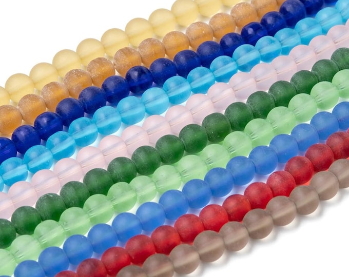 Choice of Color 1 Strand Transparent Frosted 8mm Round Glass Beads (A455x1-5)