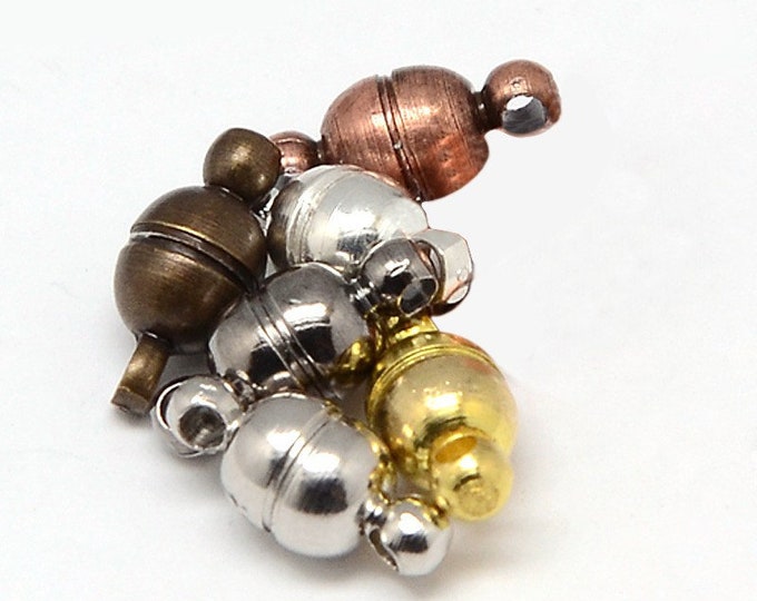 10 Assorted Tone Brass Round/Oval Magnetic Clasps 11x5mm  (A2i)