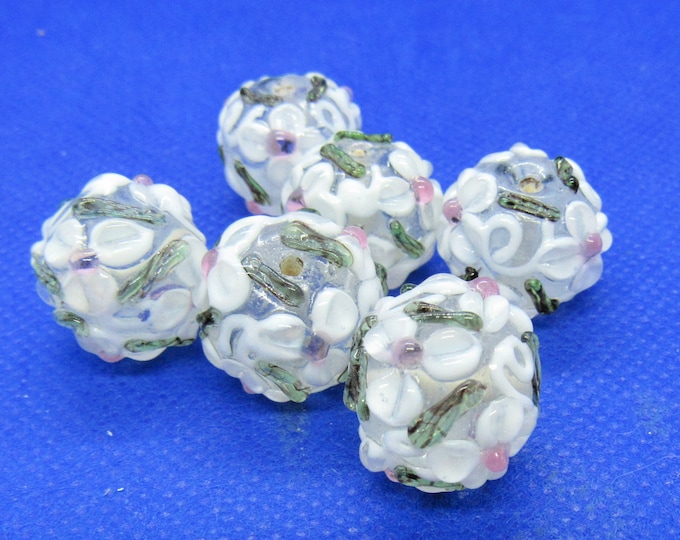 Choice of Color 6 Handmade Round Glass Lampwork Beads 14mm x 17mm (A33)