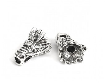 5 Antique Silver 15x10mm Alloy Dragon Head Beads  (A269b)