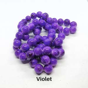 1 Strand 12mm Round Mottled Glass Beads -Violet  (A50a)