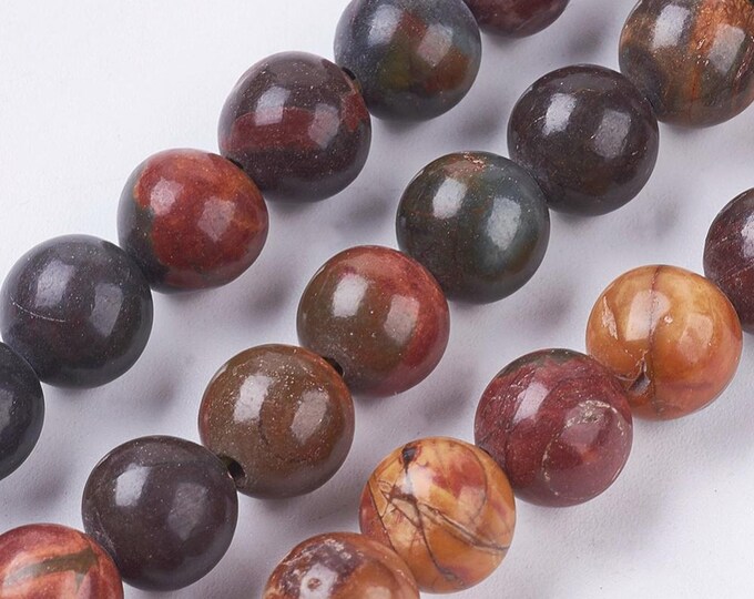 1 Strand 8mm Natural Polychrome Jasper/Picasso Stone/Picasso Jasper Beads (A505a)