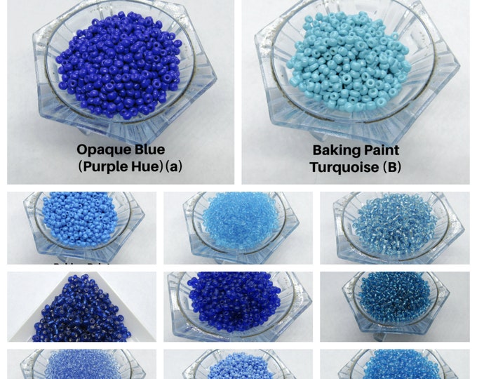 Choice of Color 8/0 Glass Seed Beads - Blues 50G Pkg (A47a-J)