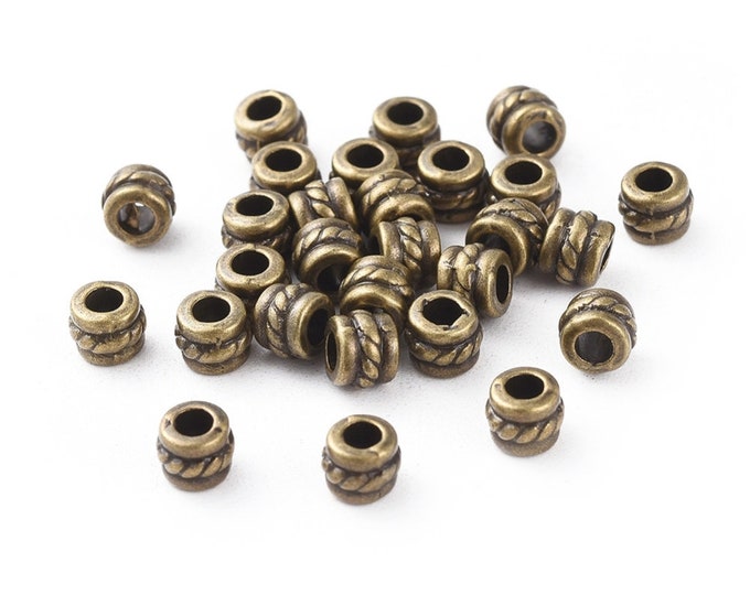 100 Antique Bronze 5x4mm Alloy Column Spacer Beads  (A335o)