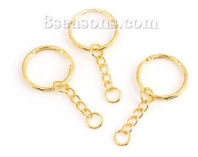 5 Pc Gold Plated Iron Based Alloy Keychain & Keyrings 53mm (A80b)