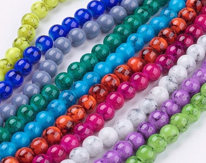 Choice of Color 1 Strand 8mm Round Drawbench Glass Beads (A315)