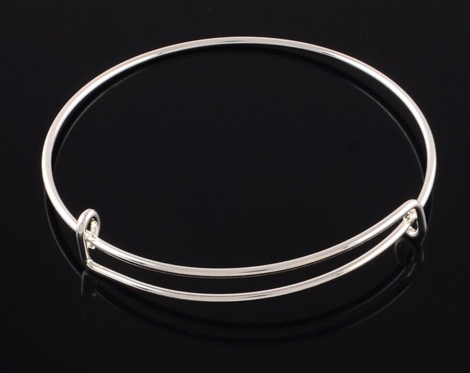 5 Silver Plated Iron Expandable Charm Bangle Bracelets 65mm(7.5")  (A239b)