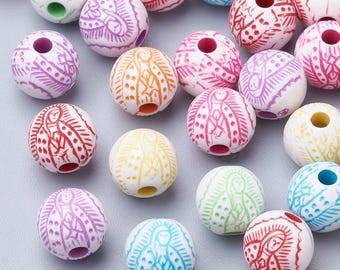 100Pcs 8mm Round Virgin Mary Acrylic Beads (A495b/bu4)