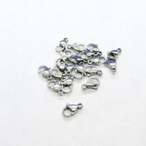10 (304) Stainless Steel Silver Tone Alloy Lobster Claw Clasps 10x6mm (A216p)