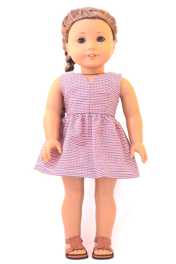 Red, White, and Blue Plaid Catalina Dress - 18" - Etsy