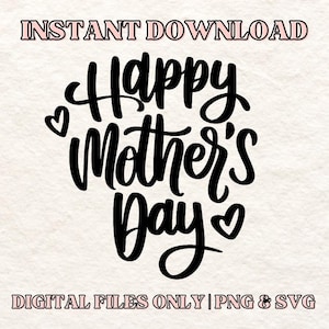Fijne Moederdag SVG + PNG | Taarttopper, stickers, Cricut-bestand | Digitale bestanden direct downloaden om af te drukken