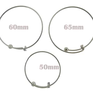 Adjustable Wire Bangle Bracelet 50mm/ 60mm/ 65mm With Screw End Ball