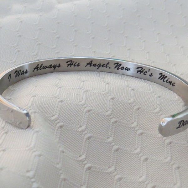 I Was Always His Angel, Now He's Mine ( Dad ) Bracelet Stainless steel. Inspirational Motivational Memorial Bracelets