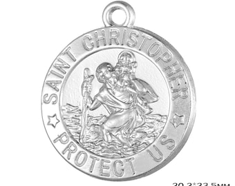 1 pc Saint Christopher Protect Us Medal Charm Pendant Patron Saint of Travelers