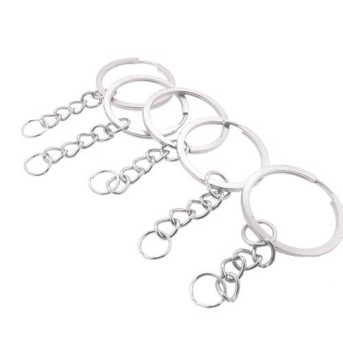 Ten 10 Silver Key Chain Rings With Attached Chain 1 Inch - Etsy