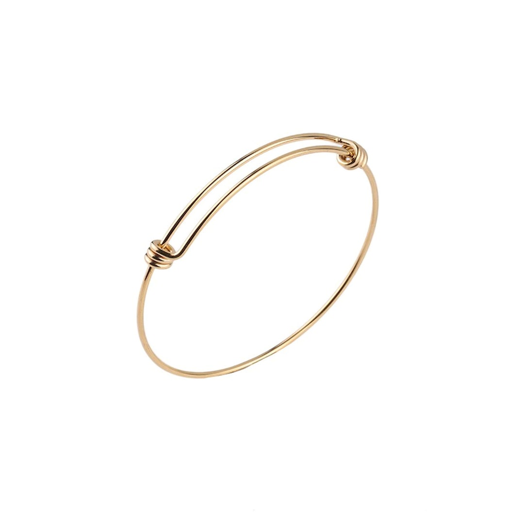 Gold Stainless Steel Adjustable Wire Bangle Bracelet 65mm 2.6 Inches