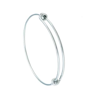 5Pcs. Stainless Steel Adjustable Wire Bangle Bracelet 65mm (2.6 inches) For DIY Charm Bracelets ( 3 Loops )