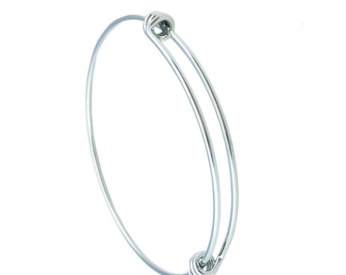 5pcs. Stainless Steel Adjustable Wire Bangle Bracelet 65mm 2.6 Inches