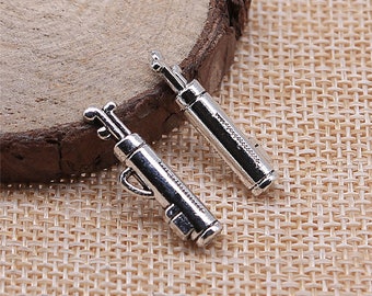 9 pcs. 3-D Golf Clubs Charm Antique Silver Charms Golf Bag with Clubs Pendant Charms  23mm x 6mm