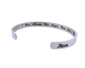 I Was Always Her Angel, Now She's Mine ( Mom ) Bracelet Stainless steel. Inspirational Motivational Memorial Bracelets