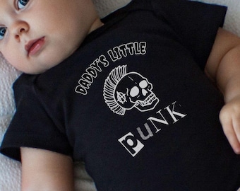 Daddy's Little Punk Baby Onesie: Rocker Skull Bodysuit