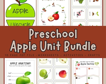 Apple Preschool Activity Bundle: Montessori Learning Printables (PDF Download)