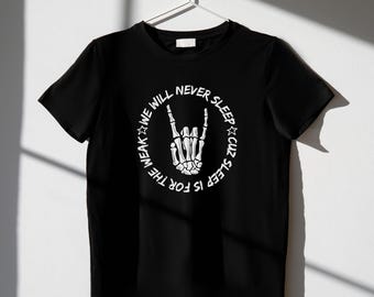 We Will Never Sleep Toddler Tee | Rock Shirt for Toddlers, Metalcore Kids Graphic Shirt, Hardcore Kids, Toddler Band Tee, Metalhead Toddler
