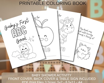 Baby's First ABC Book: Printable Baby Shower Coloring Pages (Digital Download)