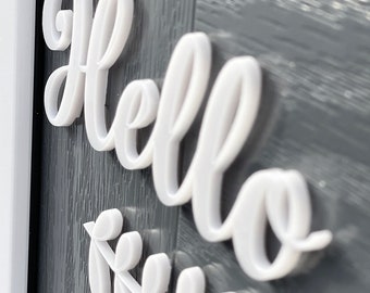 HELLO, GOODBYE, WELCOME 3D Acrylic Front Door Sign & Vine, Letterbox Sign, Outdoor Acrylic Sign Front Door Decoration 3mm Acrylic Sign,