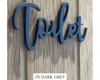 TOILET 3D Acrylic Sign - Toilet Cut Out Word - Various Colours - Sign For The Toilet Door - Bathroom Door Sign - Home Decor