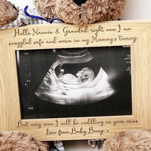 New Baby Pregnancy Scan Wooden Photo Frame Great Grandparents Etsy UK