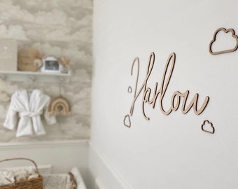 EXTRA LARGE 80cm Decorative Wooden Sign SCRIBBLE Font - Wall Art - Home Decor - Wooden Name Sign - Flower Wall Decoration