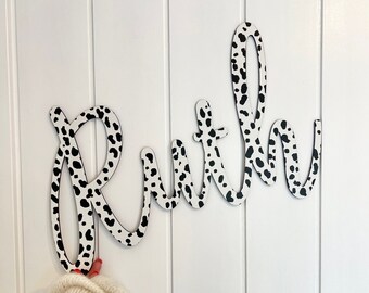 Wooden Name DALMATIAN PRINT Sign - Dalmatian Nursery Decor - Baby Name Sign - Kid's Bedroom Sign - Animal Print - Polkadot - Toybox Name