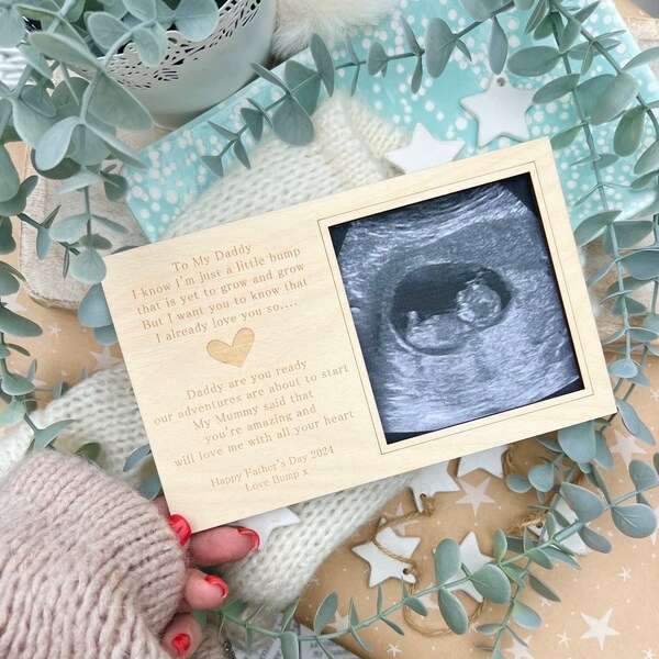 DADDY To Be on Father's Day 2024 I'm Just A Little Bump Magnet Scan Frame Decor, Ultrasound Scan Gift, Pregnancy Announcement Gift from Bump