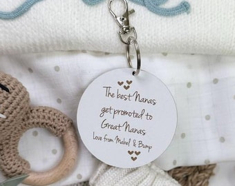 Best GRANDPARENTS Get Promoted To GREAT Grandparents Keyring (WH)