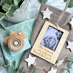 The Moment We Met You Hanging Mini Frame Scandi Boho Decor New Parents Newborn Gifts Decor For Nursery, Baby's 1st Photo, Maternity image 1
