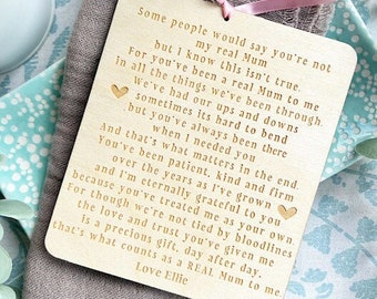 My Step Mum Personalised Plaque - Step Mum On Mother's Day - Stepmother Gift - Like A Mum Present - Step Mom Poem Verse - Keepsake Mum Gift