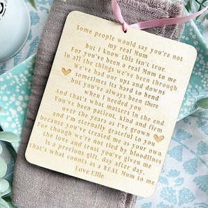 My Step Mum Personalised Plaque - Step Mum On Mother&#39;s Day - Stepmother Gift - Like A Mum Present - Step Mom Poem Verse - Keepsake Mum Gift