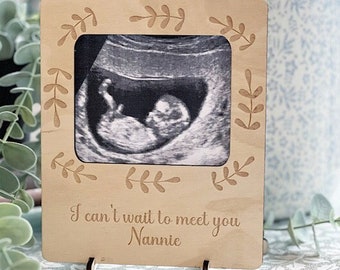 Pregnancy Announcement Grandparent Wooden Card Frame & Stand, Scan Frame, Pregnancy Announcement, Gift from Bump, Mother's Day, Nana Grandma