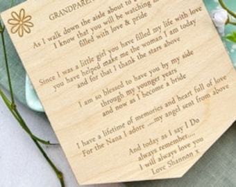 GRANDPARENT Of The BRIDE Sign Plaque - Gift For Grandparent Of The Bride - On My Wedding Day - Gift For Nana - Wedding Favour - Grandma