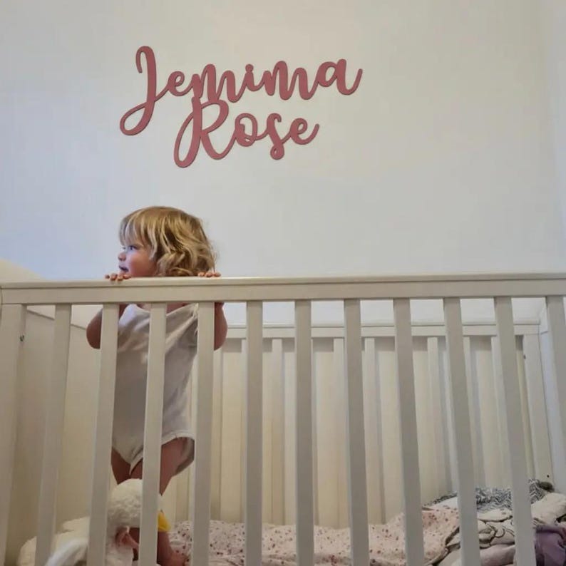Letrero de madera personalizado con nombre - Decoración de pared a medida - Letrero con nombre para bebé para la habitación infantil - Decoración del hogar - Letrero con nombre para dormitorio infantil - VARIOS TAMAÑOS imagen 13