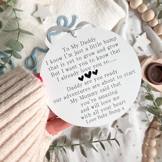Letter From Bump Daddy To Be WHITE Sign - Birthday Gift From Bump - Daddy To Be Keepsake Gift - Dad To Be Gift From Bump